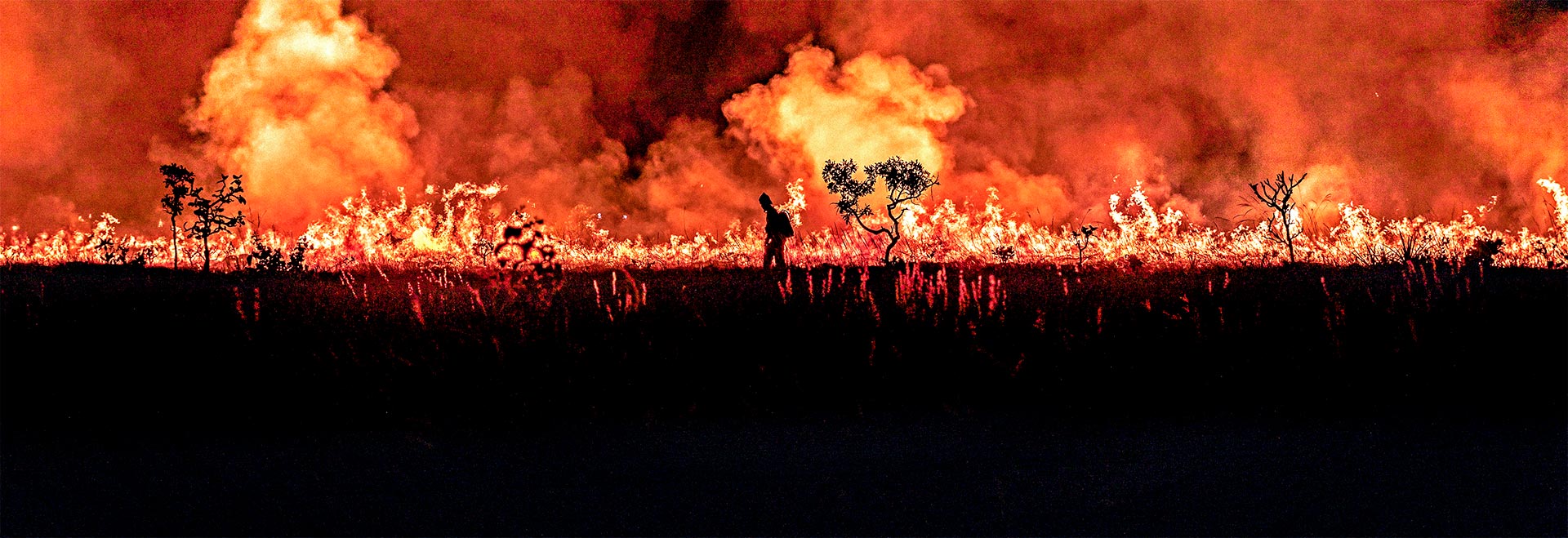Agente do ICMBio durante manejo integrado do fogo, cujo objetivo é prevenir grandes queimadas, em Alto Paraíso de Goiás: mudanças climáticas tornam incêndios florestais cada vez mais frequentes