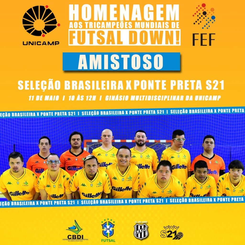 FEF-Unicamp homenageia Seleção Brasileira de Futsal Down em jogo amistoso com a Ponte Preta S21